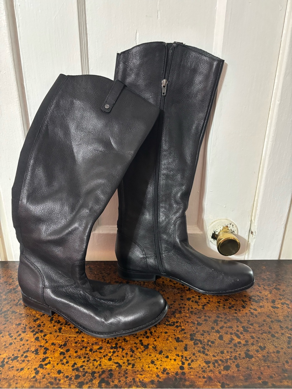 206 Collective Black Leather Over-the-Knee Riding Boots